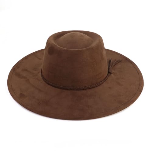Image of LIDHAY Wide Brim Fedora Hat for Men Women Big Rancher Felt Hat Pork Pie Jazz Hat
