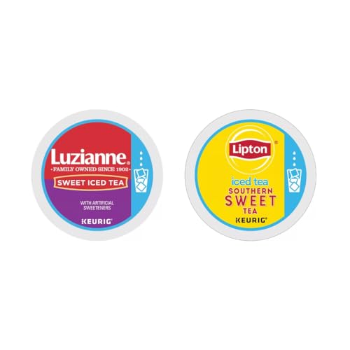 Sweet Iced Tea K-Cups for Keurig Variety Pack Sampler. Includes Luzianne Sweet Iced Tea, And Lipton Southern Sweet, 20 Count
