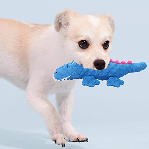 Jiangyanus Plush Dog Toy, Stuffed Crocodile Squeaker Dog Toy With Sounding Paper And Airbag Inside For Stimulating Pets Interest, Alligator Dog Chew Toys For Relieving Pet's Anxiety (Blue) #TOP6