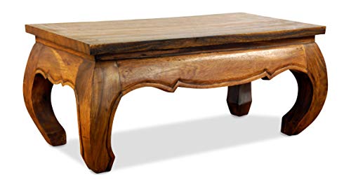 Livasia Table d’Opium de Thaïlande, Table d’appoint, Table de Chevet, Durable et Fait Main, 80x40x35 (Marron)