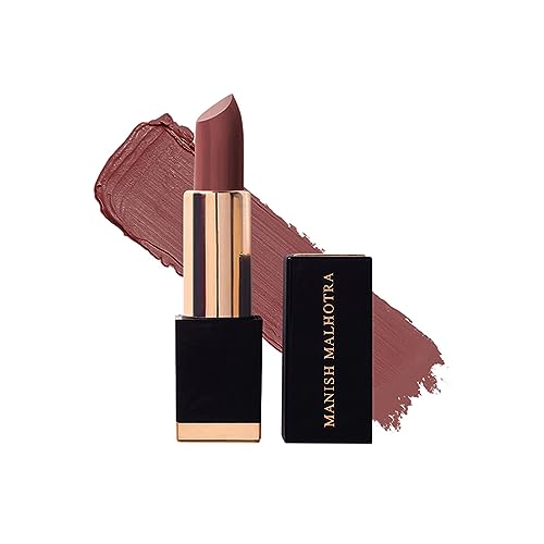 MyGlamm Manish Malhotra Hi-Shine Lipstick - Mauve Struck - 4gm | Dusty Mauve Shade | Lightweight, Long-wear Lipsticks | UVB Protection, High Coverage, Cruelty Free | Glossy Finish