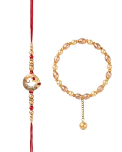Juego de regalo de Rakhi para Bhaiya Bhabhi con pulsera ajustable