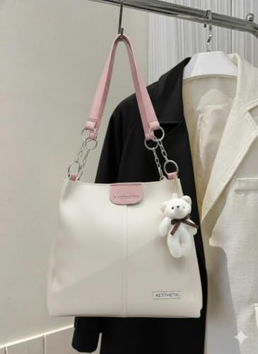 Image of AESTHETIC Women's Shoulder Handbag | Elegant PU Leather Tote with Chain Strap | Stylish Daily Use Purse for Office, College & Casual Outings-T-06