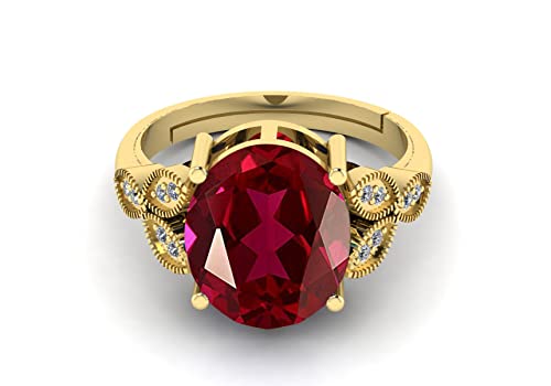 Image of LMDPRAJAPATIS 7.25 Ratti 6.50 Carat Ruby Manik Original Certified Gold Plated Gemstone Adjustable Ring For Men With Lab Certificate