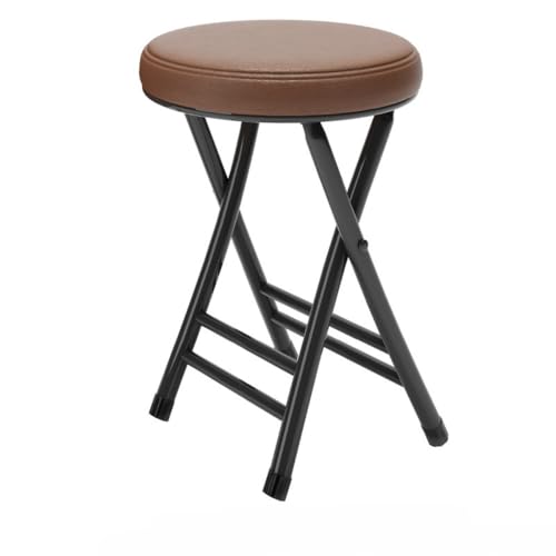 Apaeofl折り畳みチェア パイプ椅子 丸 椅子 折りたたみ ダイニングチェア スツール 滑り止め 快適 耐荷重150kg 背もたれなし コンパクト 軽量 持ち運び 屋内外 イベント (ブラックフレームコーヒー色)