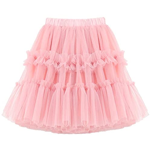 Niño Bebé Niña Primavera Sólido Volantes Faldas De Tul Faldas Princesa Faldas Curvas Niñas No Buscando Príncipe De Cuento De Hadas, Rosa., 3-4 años