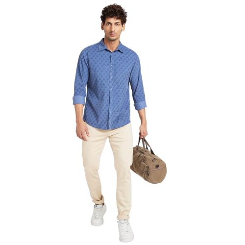 Image of Being Human Grey Slim Straight Fit Regular Collar Long Sleeves Men's Shirt Clothing
