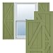 Ekena Millwork TFP102FH12X026MG True Fit PVC Two Equal Panel Farmhouse Fixed Mount Shutters w/Z-Bar, (Per Pair-Hardware Not Included), 12"W x 26"H, Moss Green