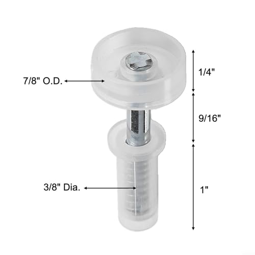 Bi-Fold Door Top Guide Wheel, 3/8 Inch Nylon Metal Spring Loaded Hardware Kit for Closet Doors 1 to 3/8 Inch Thick, White and Silver, 8 Pack miniatura 6