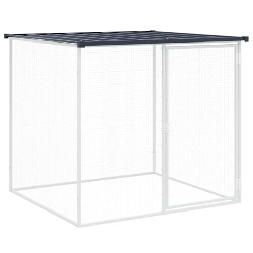 vidaXL Jaula de Gallinas, Gallinero con Toldo, Recinto para Animales Pequeños, Caseta para Jardín, Acero Galvanizado Antracita 103x98x90 cm