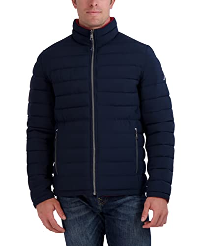 Image of Nautica Men's Reversible Quilted Puffer Jacket -Midweight Mechanical Stretch Winter Coat