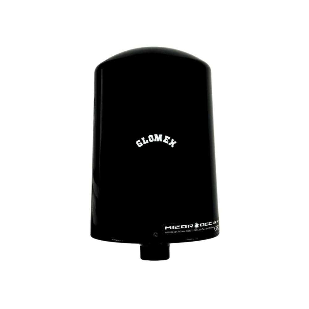 Glomex – Antenna TV Terrestre Omnidirezionale AGC 14x20cm (Nero), Modello V9128AAGC/BK – Amplificatore Automatico, Riceve TV/DAB/FM, Kit Completo, Per barche – Massima Ricezione Digitale