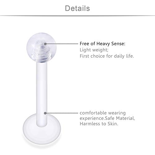 SCERRING 16g Lip Rings Bioflex Flexible Acrylic Labret Monroe Lip Rings Nail Tragus Helix Earrings Studs Ring Medusa Piercing Jewelry Retainer 8mm 30PCS2