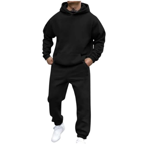 Chándal para hombre, conjunto hip hop de dos piezas, chándal Y2k, traje deportivo informal, monocolor, ropa deportiva de gran tamaño, ropa deportiva de manga larga, 2 piezas, sudadera con capucha,