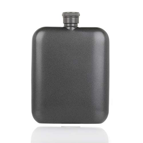 HEESUNG Stainless Steel Hip Flask, 6 oz Pocket Liquor Whiskey Hip Flask ,Drinking Carry-on Wine/Alcohol Flask Gunmetal Grey Color