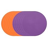 PATIKIL Spot Markers 4 Inch, 12 Pcs Non-Slip Floor Dots Agility Markers Flat Field Cones Poly Dots for Gym PE Speed Training Dance Soccer Basketball Sports, Orange/Purple