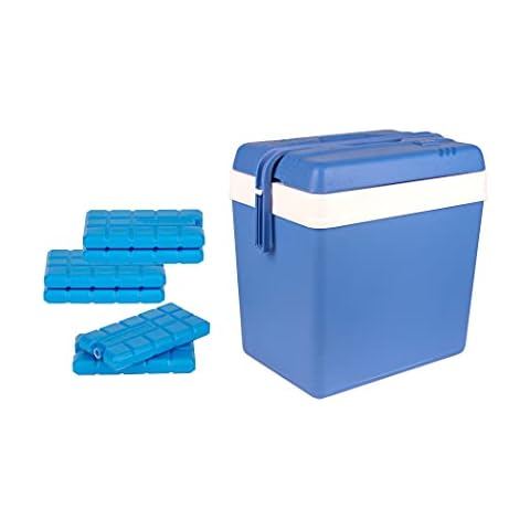 BigDean Kühlbox 24 Liter blau/weiß inkl. 6 Kühlakkus - Bis zu 11 Std. Kühlung - Thermobox aus Kunststoff Cover
