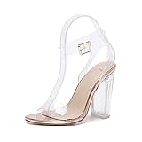 zara high heels transparent  Tomwell Frauen Sandaletten Transparente Sandalen Mode Einfach Peep Toe High Heels Sandalen Damen Elegant Lace Up Sandalen Klassisch Party Schuhe A Champagner 39 EU