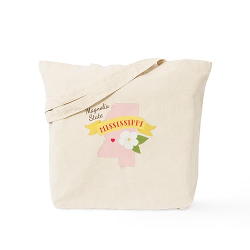 CafePress Magnolia State Tote Bag Reusable Natural Beige Canvas Shopping Bag
