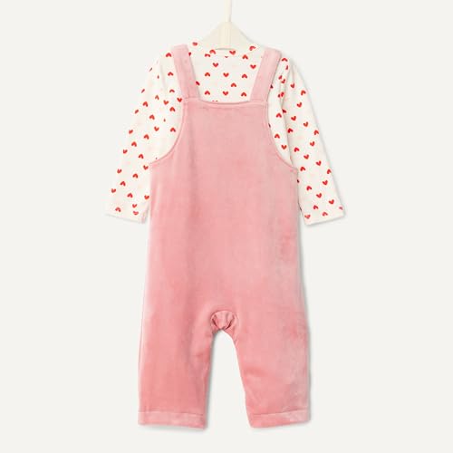 Image of Amazon Essentials x Sofia Grainge Unisex Babies' Velour Overall and Long Sleeve Bodysuit Set