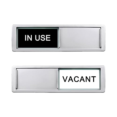 Image of Vacant In Use Door Sign,Vacant Occupied Sign for Home Office Restroom Conference Hotels Hospital, Slider Door Indicator Tells Whether Room Vacant or In Use, 7'' x 2'' - Black&White