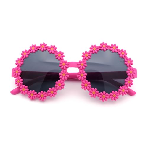 SA106 Girls Kids Daisy Flower Rim Round Circle Plastic Cute Lolita Sunglasses - Main Image