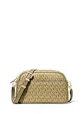 Michael Kors Jet Set Small Camera Crossbody Bag, Gold-Tone Hardware/Tonal MK Signature Coated Twill/Pistachio