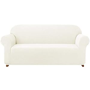 subrtex Jacquard Stretch Sofa Cover 1-Piece Polyester Fabric Slipcovers for Couch, Armchair, Recliner (Sofa, Cream)