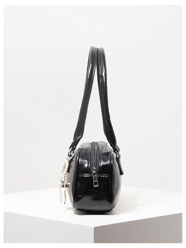 Verdusa Women's Vintage PU Leather Shoulder Handbags Double Strap Square Underarm Bags with Bow Decor2