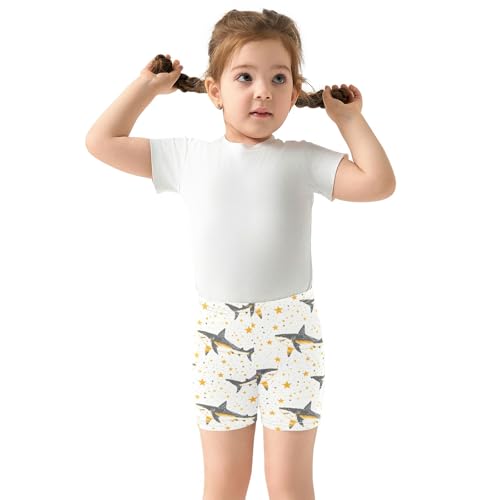 Cartoon Shark with Star Prints Girls Shorts Elastic Waist Sports Shorts Girls Leggings Pants for 4-10 Years3