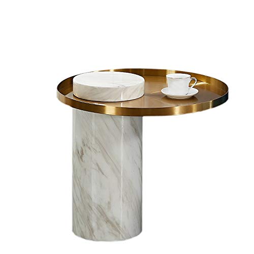 GYLXW Mesa auxiliar de mármol para sala de estar, oficina, mesa auxiliar de metal, mesita de noche, dormitorio (Color: Modelo 1)