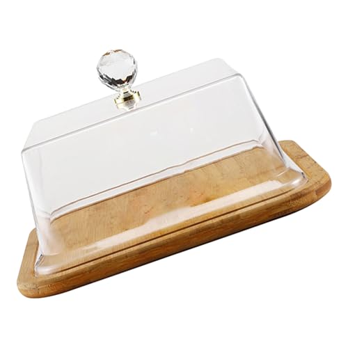 CHAKAE Wood Cake Stand Square Dessert Display With Clear Acrylic Lid For Parties And Weddings Cake Display Platter Dessert Stand