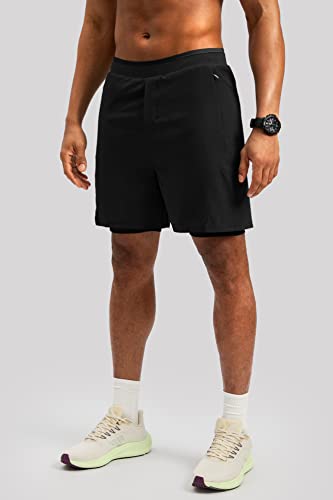 Pudolla Men's 2 in 1 Running Shorts 7" Lightweight Workout Athletic Gym Shorts for Men with Zipper Pockets2
