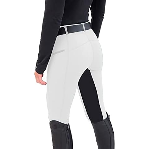 NADETI Equestrian Breeches for Men Women Leisure Riding Tights Elasticity Horseback Riding Pants for Equestrian Sports Horse Riding Gear,White-L Cover
