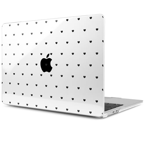 Image of MEEgoodo Case for M5 /M4 /M3 /M2 MacBook Air 13 inch 2026 2025 2024 2022, Fit Model A3449 /A3240 /A3113 /A2681, Case Compatible with MacBook Air 13.6-inch, Black Hearts