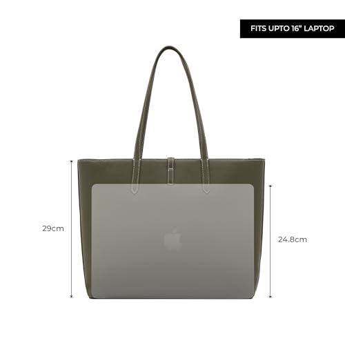Image of Miraggio Sabine 16 Inch Laptop Tote Bag For Women Office Use | Office Tote Bag With Padded Laptop Sleeve And Zipper Closure | Stylish Totes