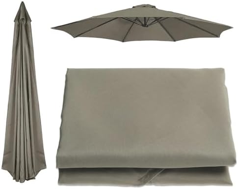Patio Umbrella Replacement Canopy, 6/8 Ribs, UV50+ Waterproof Fabric, 200cm/270cm/300cm Cover for Garden/Beach, Off-White, 9.8ft Sun Umbrella Shelter