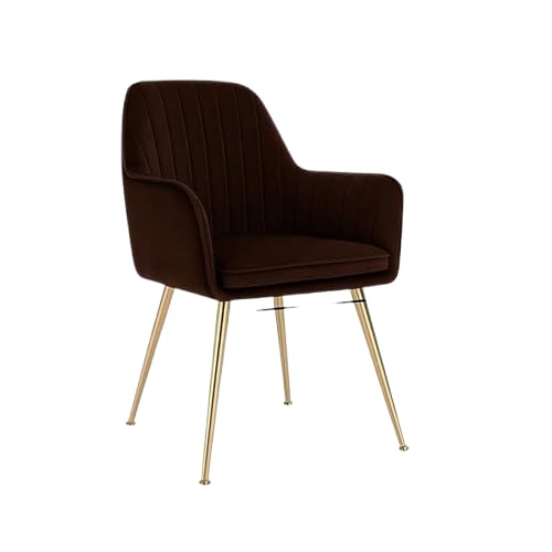 Image of Toxigo Velvet Office and Garden Area Outdoor Chairs | Cushion Seat Chair with Pillows for Modern Contemporary Upholstered with Polished Rosegold Metal Designer Piece | Set of 2 (Dark Brown)
