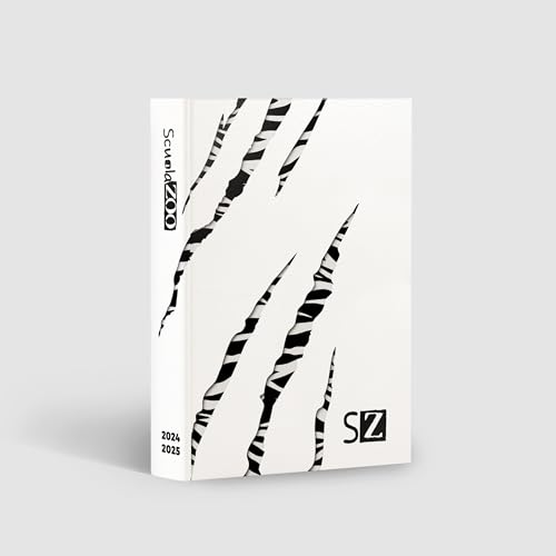 ScuolaZoo Agenda Diario scolastico 2024-2025 con meme e adesivi, disponibile con 6 copertine e 2 dimensioni (Bianco/Zebra, 13x17 cm)