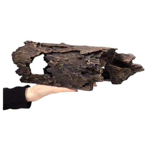 YAKINO樹皮紋 リクガメ シェルター 大型 隠れ家 爬虫類シェルター 亀 リクガメ 特大 浮島 水槽隠れ家 岩 カメシェルター 両生類用品 かめ 陸地 トカゲ カメレオン ヘビ 観賞魚用 合成樹脂製 造景装飾 安全感付与 (XL) (PC046 樹皮(