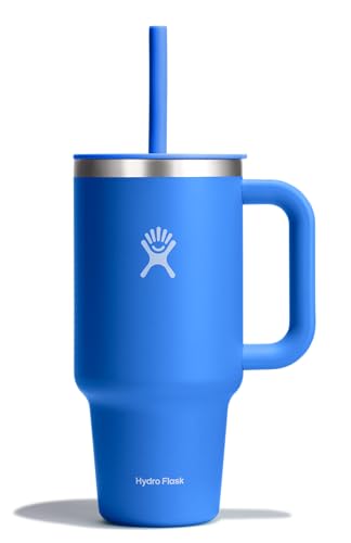Image of Hydro Flask 32 Oz Travel Tumbler with Handle, Lid and Straw - Insulated Stainless Steel in 32 Oz Cascade Blue