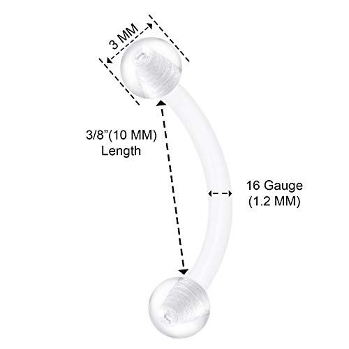 6PCS Bioplastic Clear Monroe Piercing Retainer 16 Gauge 3/8 10mm Ball Medusa Lobe Earrings Cartilage Jewelry 25004