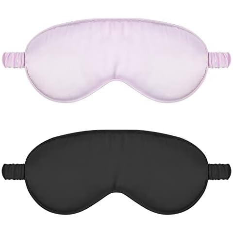 WLLHYF 2 PCS Silk-Like Eye Mask, Sleep Eye Mask Cute Night Sleeping Mask Comfortable Light Lightweight Soft Eye Mask for Men Women Traveling Cover