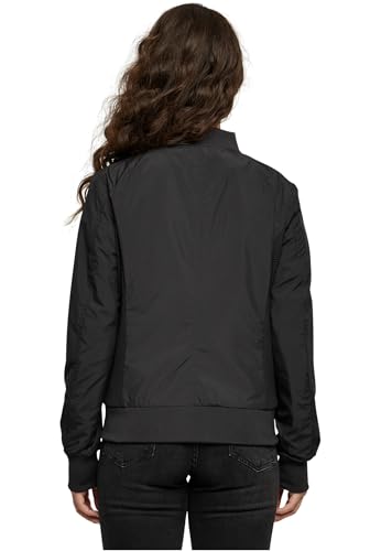 Urban Classics Damen Light Bomber Jacket – leichte Übergangsjacke im Regular Fit aus Polyester mit Reißverschluss und Rippbündchen für Freizeit und Streetwear,Schwarz,M