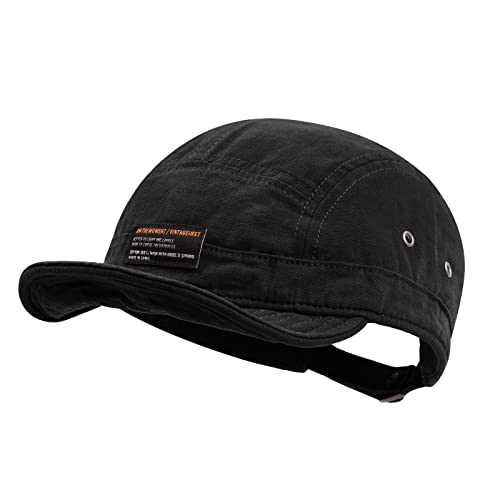 Image of CLAPE Short Brim Baseball Cap 5 Panel Hat Soft Short Bill Trucker Cap Flat Snapback Hats Casual Outdoor Fitted Cap Dad Hats