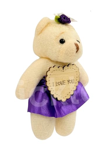Image of Tickles Cute Teddy Bear with Flower Crown & Heart inchI Love You inch Soft Plush Charm Bag Keychain