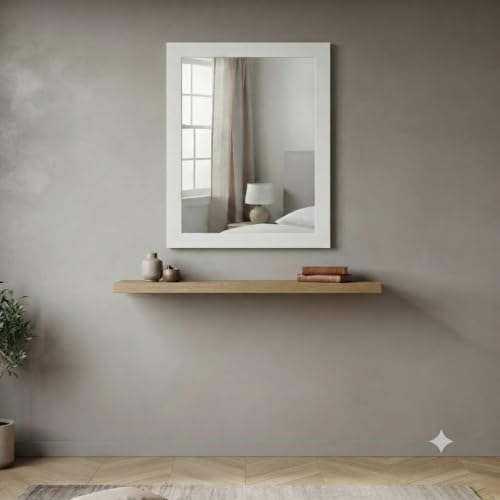 Image of Creative Arts n Frames Wall Decor Hand Crafted Wooden HD Wall Mirror Panel for Living Room Bedroom Lobby Modern Wall Decor Home Decor Items (Sophosticated White 15X21 inch Framed HD Mirror)