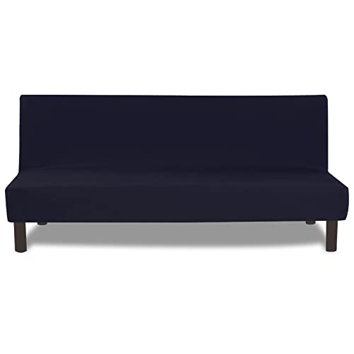 FIGOOO Funda para Sofá Cama sin Brazos 3 Plazas Funda de Sofá Elástica Plegable Ajustables Universal Spandex Funda para Futón Antideslizante Protector Cubierta del Sofá Clic-Clac,Negro