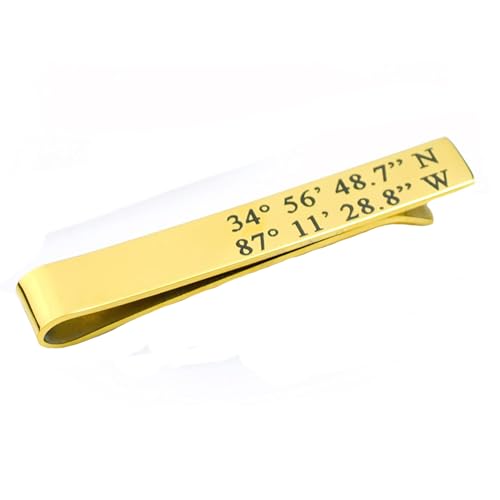 Premium Personalized Gold Tie Clip for Men, Custom Engraved Tie
