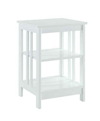 Convenience Concepts Mission End Table with Shelves, White